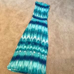 Turquoise and blue maxi dress. Fits up to size 4.
